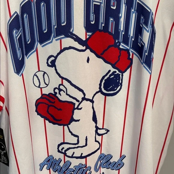 NWT Peanuts Red and White Striped Jersey - Picture 6 of 6